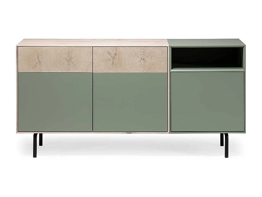 Sideboard in Beton Grau und Buche hell 180 cm breit