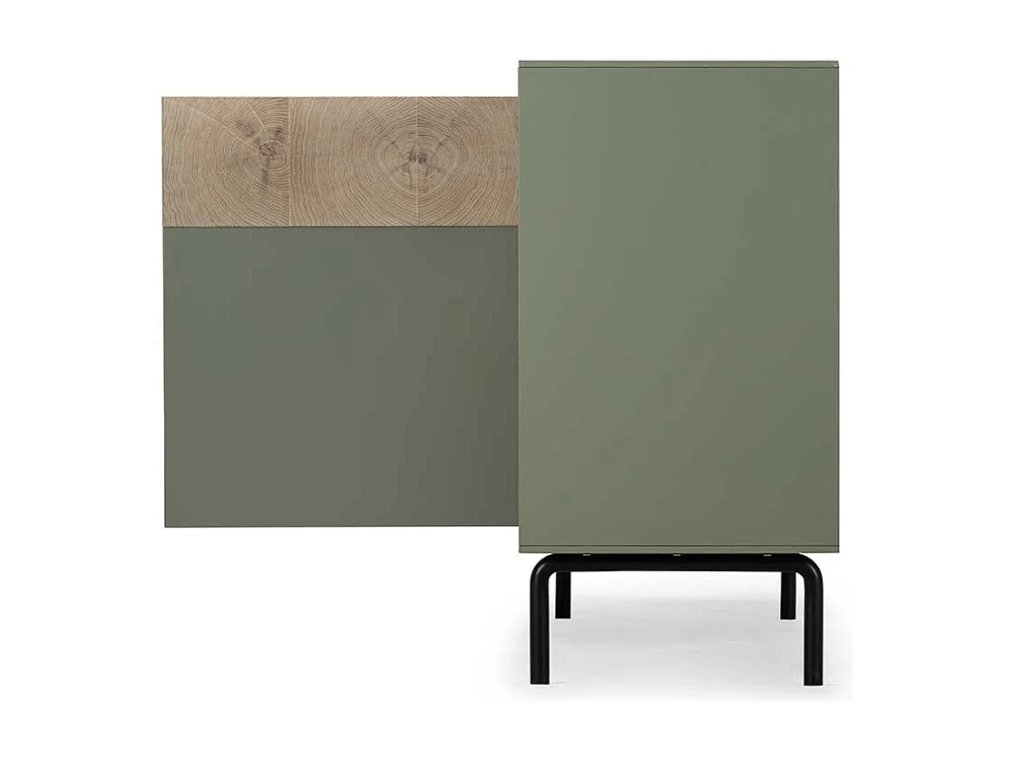 Sideboard in Beton Grau und Buche hell 180 cm breit