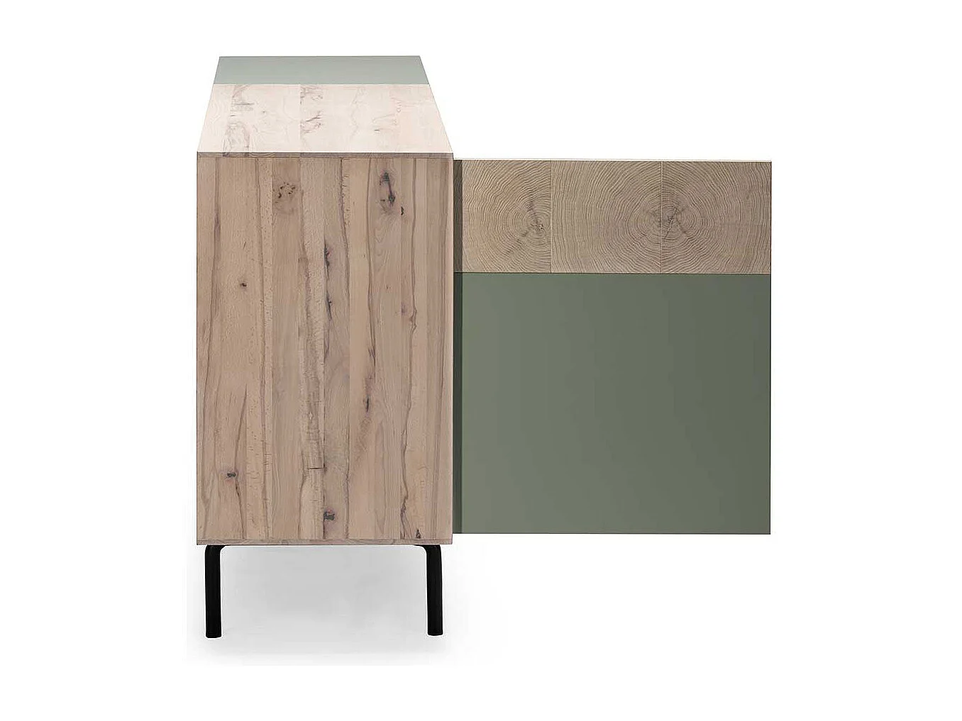 Sideboard in Beton Grau und Buche hell 180 cm breit