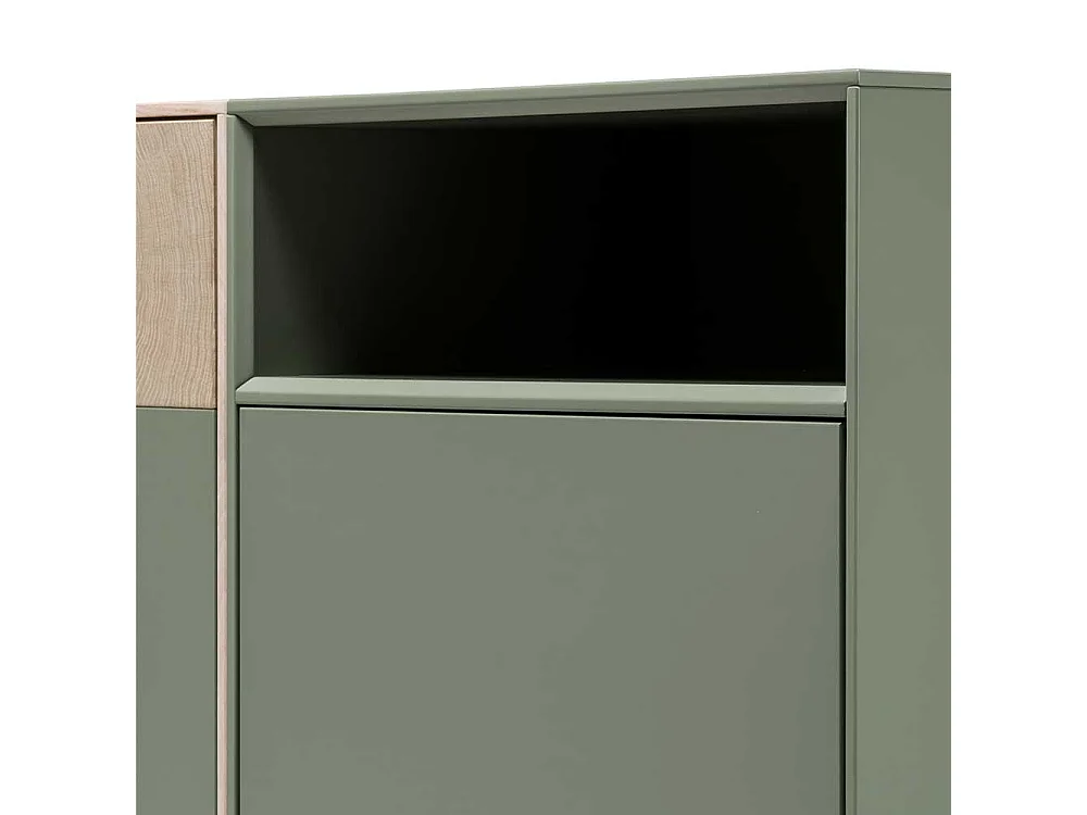 Sideboard in Beton Grau und Buche hell 180 cm breit