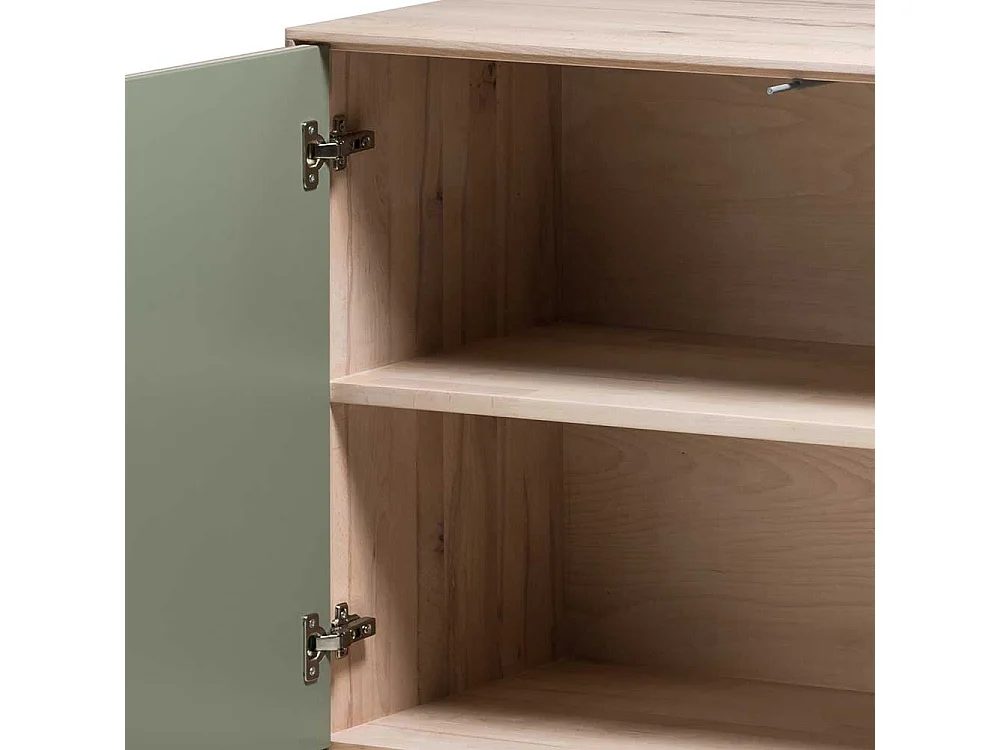 Sideboard in Beton Grau und Buche hell 180 cm breit