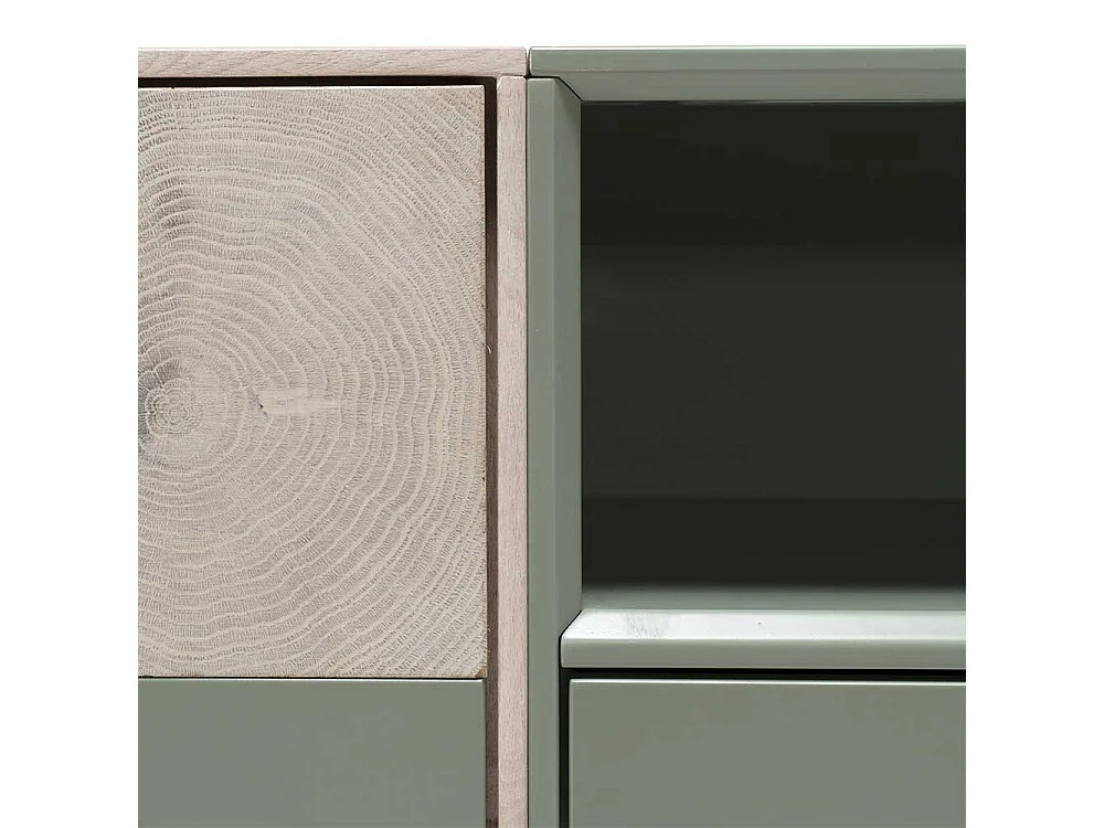 Sideboard in Beton Grau und Buche hell 180 cm breit