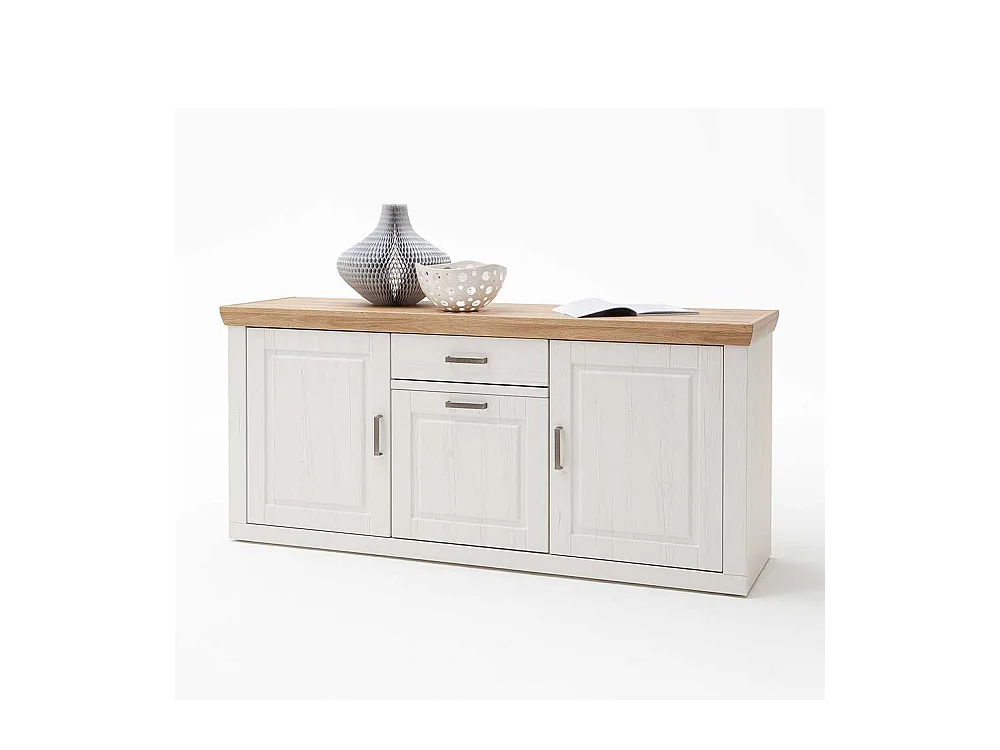 Landhausstil Anrichte in Weiß und Eiche Optik 3-türig