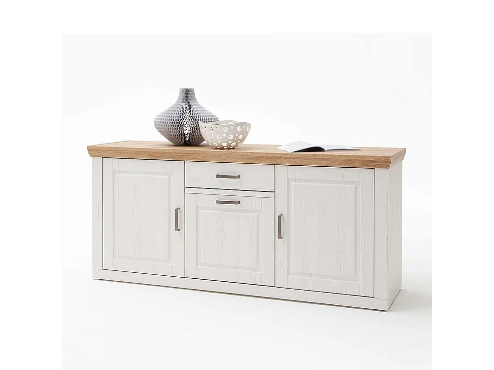 Landhausstil Anrichte in Weiß und Eiche Optik 3-türig