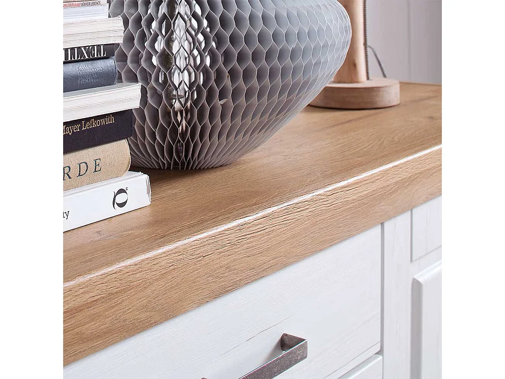 Landhausstil Anrichte in Weiß und Eiche Optik 3-türig