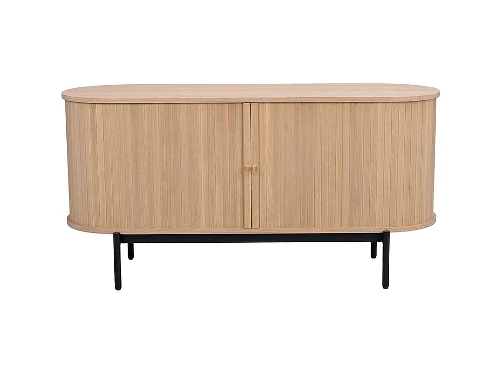 Skandi Stil Sideboard in Eiche White Wash Vierfußgestell aus Metall