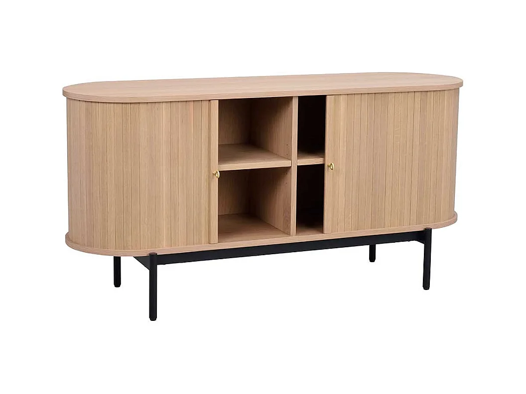 Skandi Stil Sideboard in Eiche White Wash Vierfußgestell aus Metall