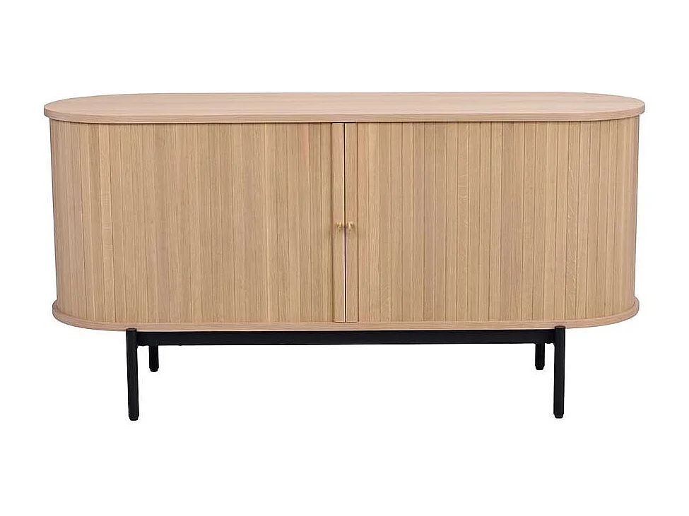 Skandi Stil Sideboard in Eiche White Wash Vierfußgestell aus Metall