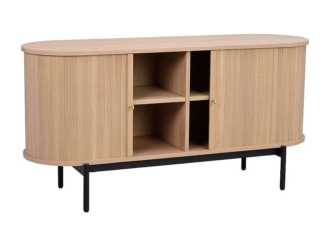 Skandi Stil Sideboard in Eiche White Wash Vierfußgestell aus Metall