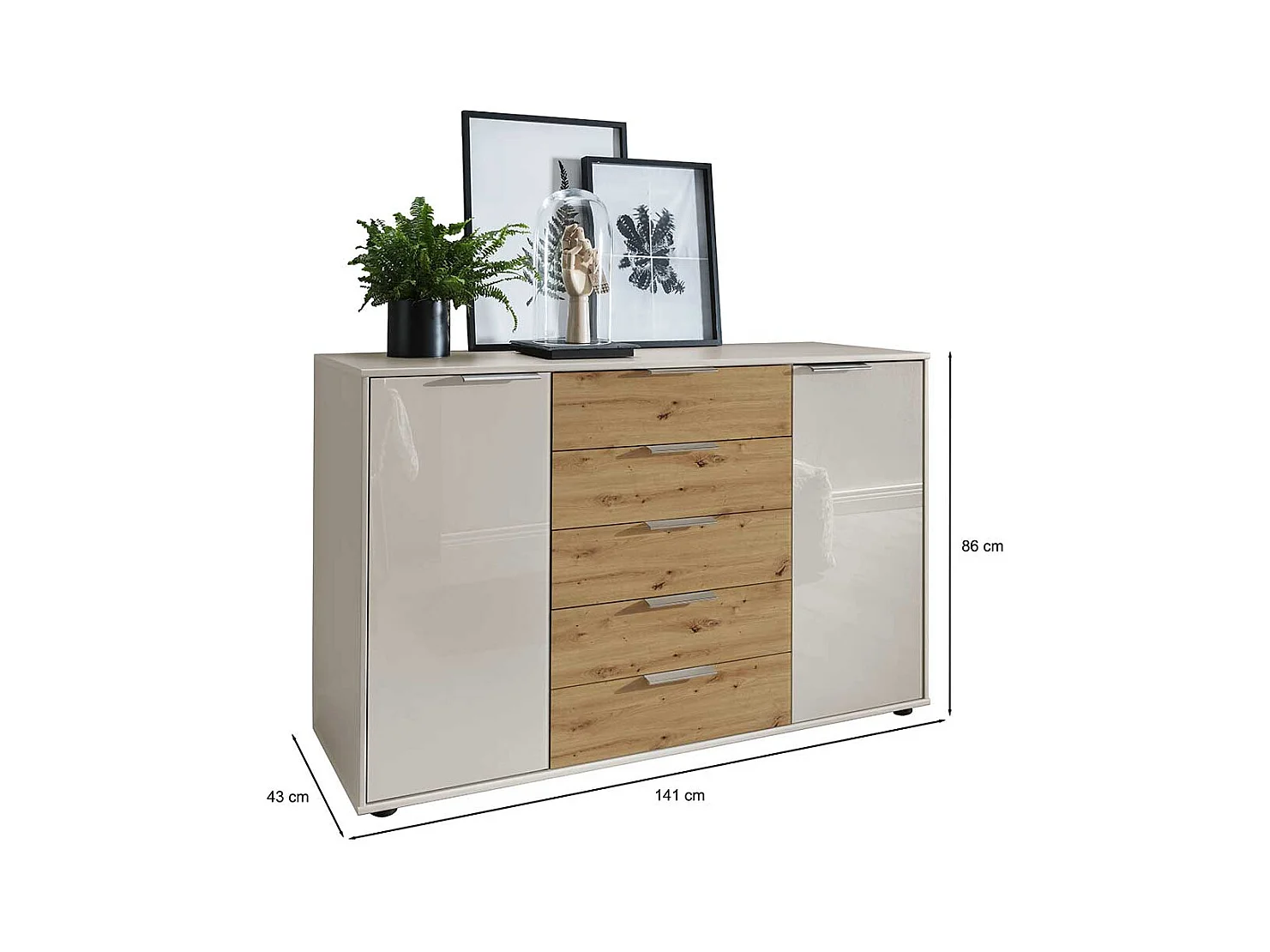 Esszimmersideboard mit fünf Schubladen Made in Germany