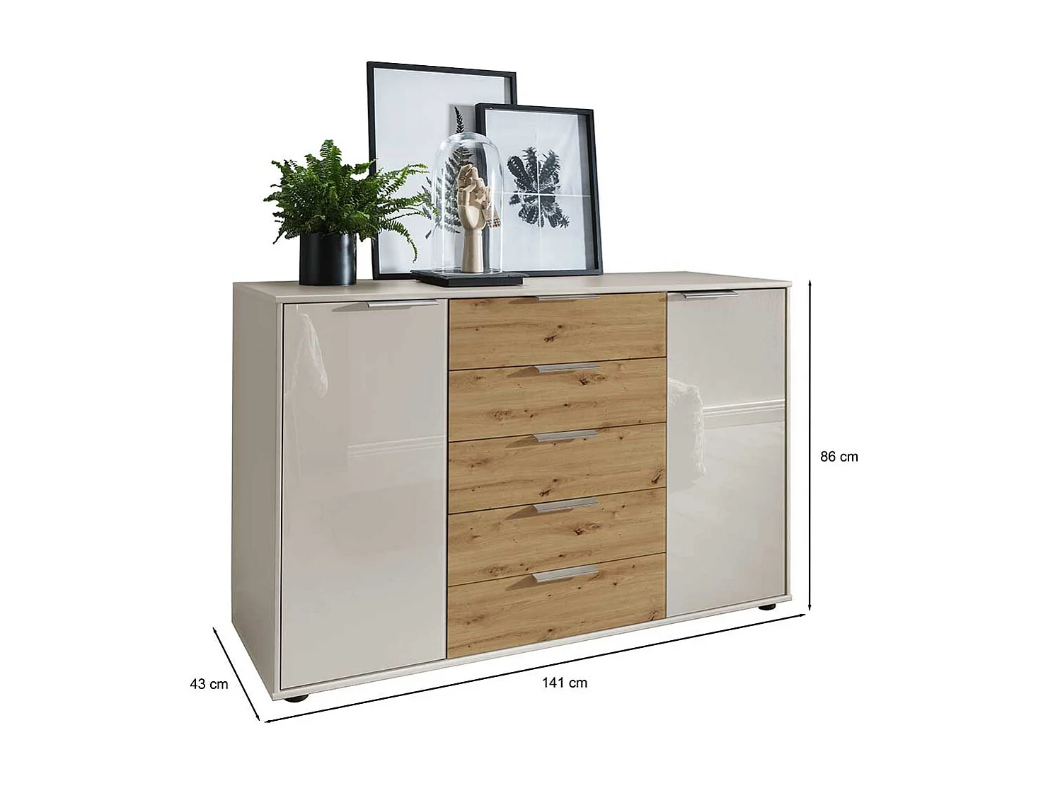 Esszimmersideboard mit fünf Schubladen Made in Germany