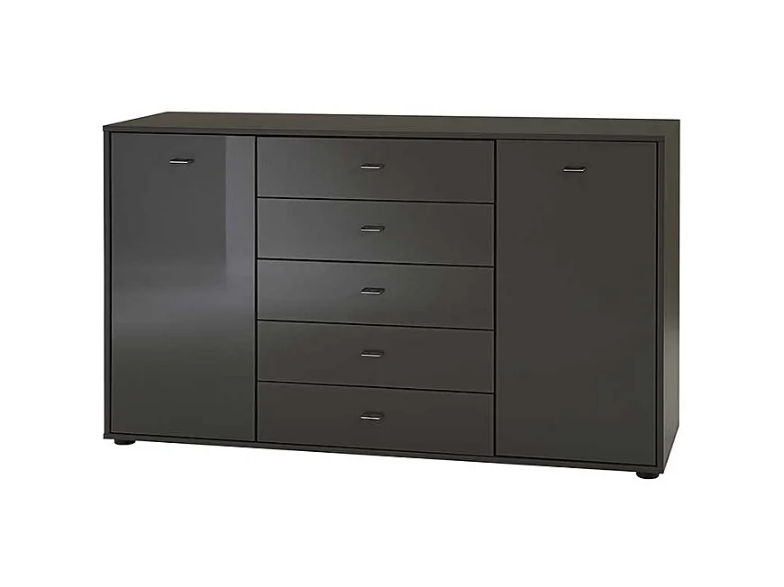 Design Sideboard in Grau Braun Glas beschichtet