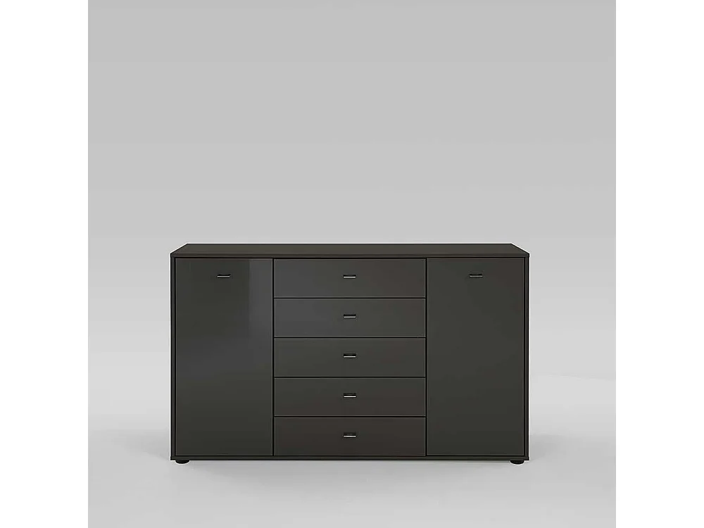 Design Sideboard in Grau Braun Glas beschichtet