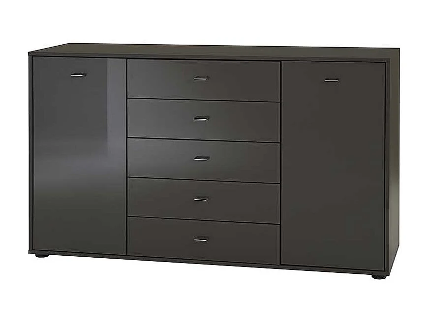 Design Sideboard in Grau Braun Glas beschichtet