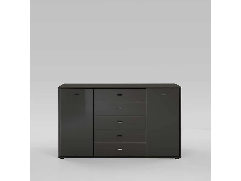 Design Sideboard in Grau Braun Glas beschichtet