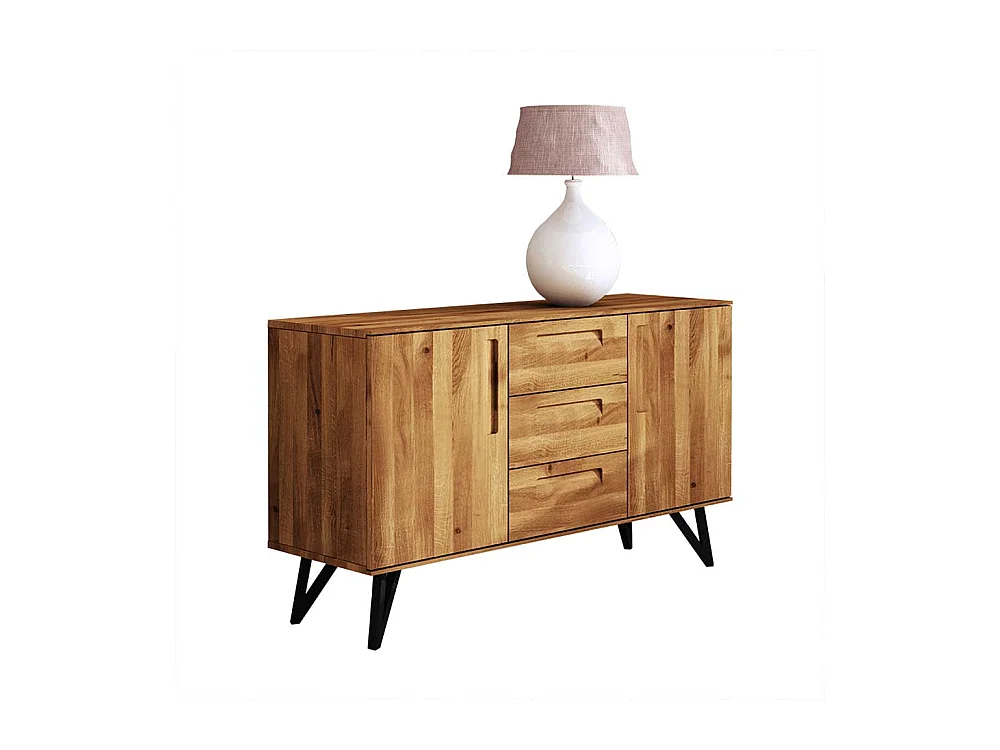 Sidebord aus Wildeiche Massivholz und Stahl Loft Design