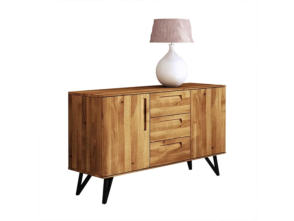 Sidebord aus Wildeiche Massivholz und Stahl Loft Design