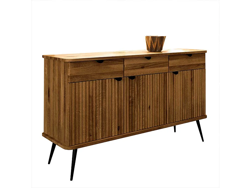 Esszimmersideboard massiv Wildeiche mit drei Schubladen Soft Close