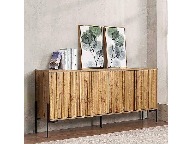 Sideboard Wohnzimmerkommode mit Drehtüren in Eichefarben