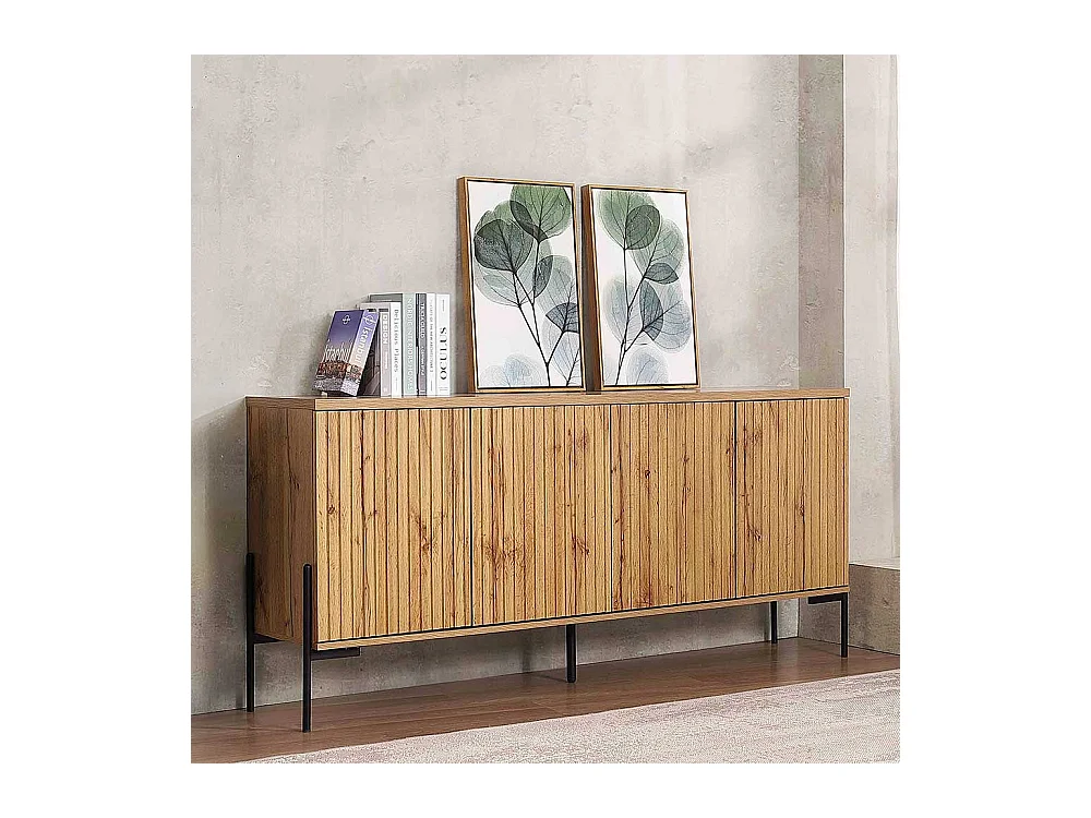 Sideboard Wohnzimmerkommode mit Drehtüren in Eichefarben