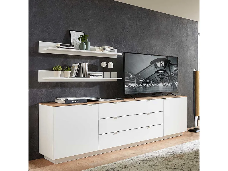 Weißes XL Sideboard 240 cm breit - 77 cm hoch modernem Design