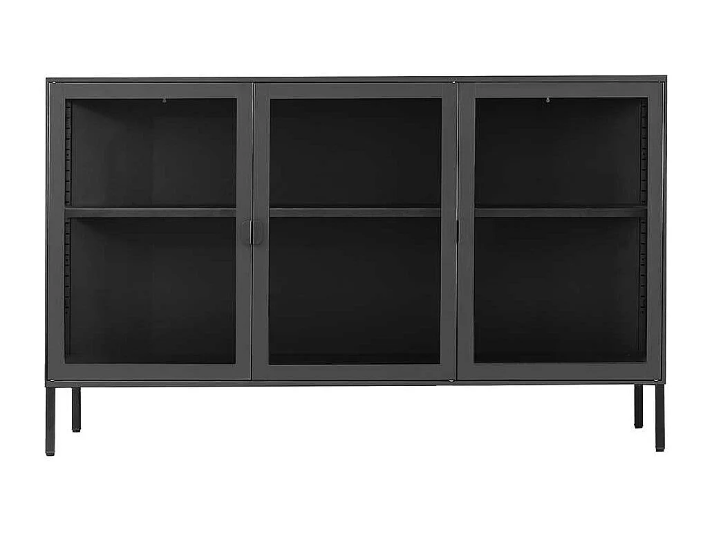 Esszimmersideboard aus Metall und Glas drei Drehtüren