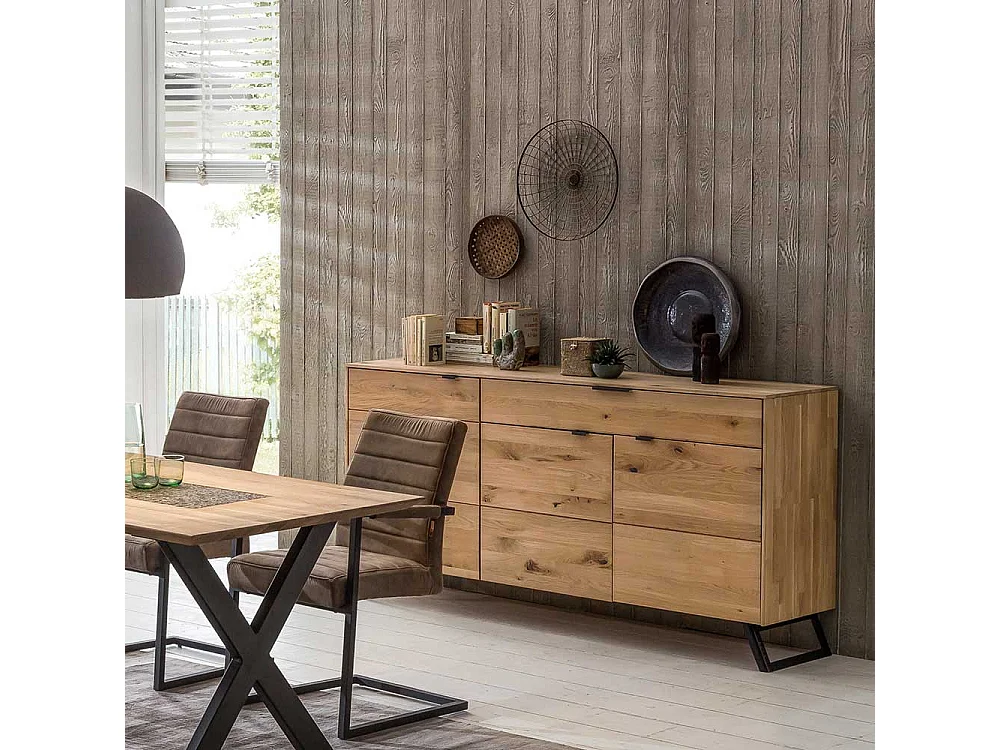 Wohnzimmer Sideboard aus Wildeiche Massivholz 3-türig