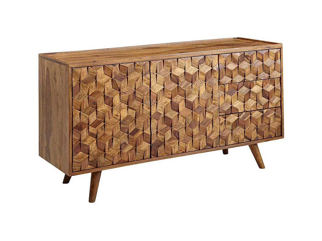 Esszimmer Sideboard aus Sheesham Massivholz Türen und Schubladen