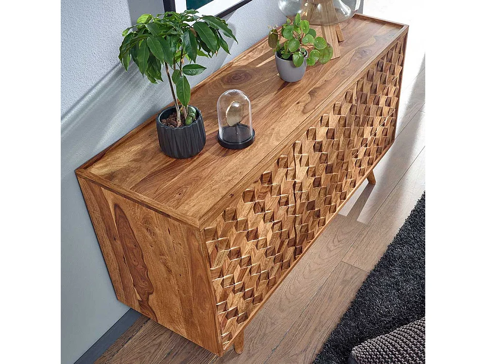 Esszimmer Sideboard aus Sheesham Massivholz Türen und Schubladen