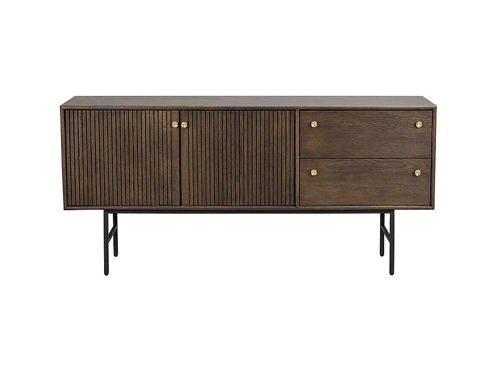 Retro Anrichte in Eiche dunkel und Schwarz 160 cm breit