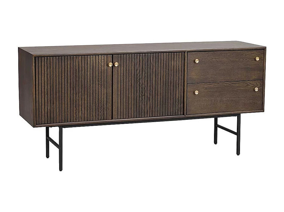 Retro Anrichte in Eiche dunkel und Schwarz 160 cm breit