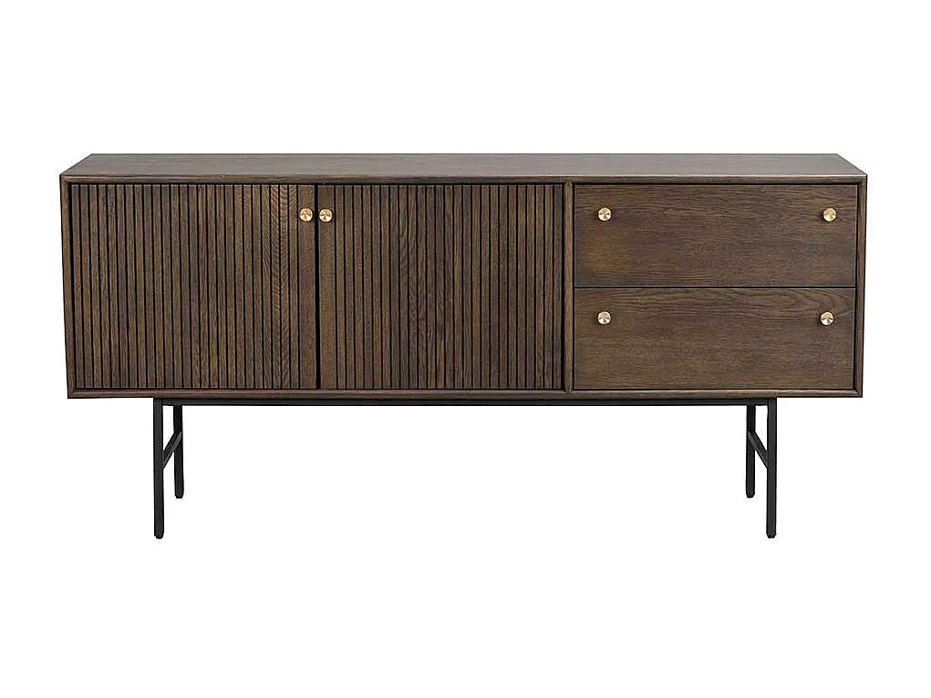 Retro Anrichte in Eiche dunkel und Schwarz 160 cm breit