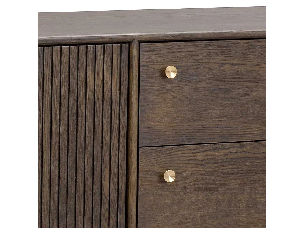 Retro Anrichte in Eiche dunkel und Schwarz 160 cm breit