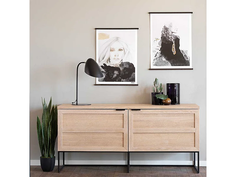 Wohnzimmer Sideboard aus Eiche White Wash massiv 160 cm breit