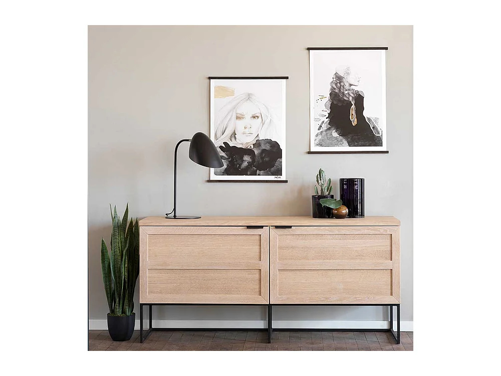 Wohnzimmer Sideboard aus Eiche White Wash massiv 160 cm breit