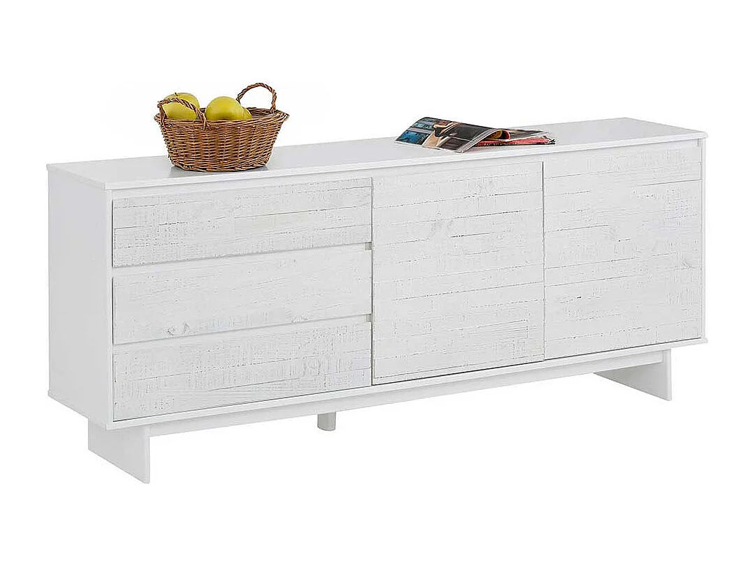 Design Anrichte in Weiß lasiert Kiefer Massivholz