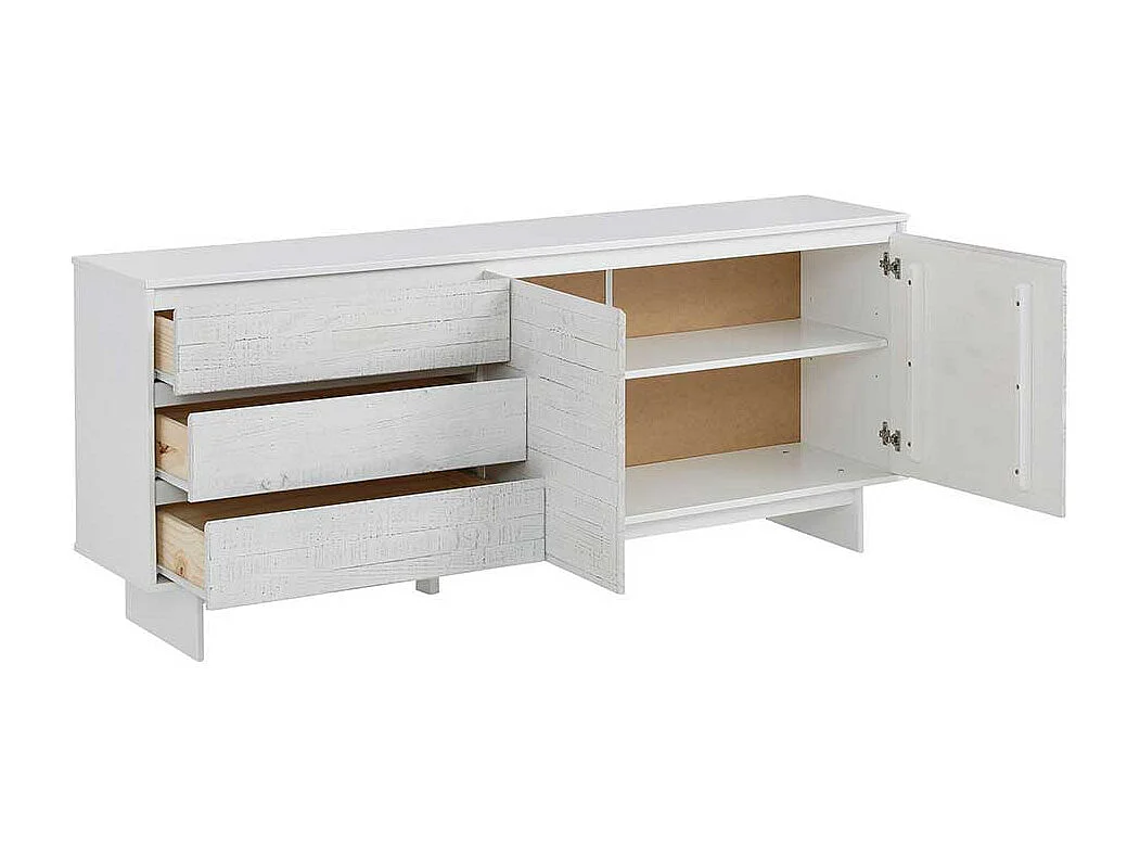 Design Anrichte in Weiß lasiert Kiefer Massivholz