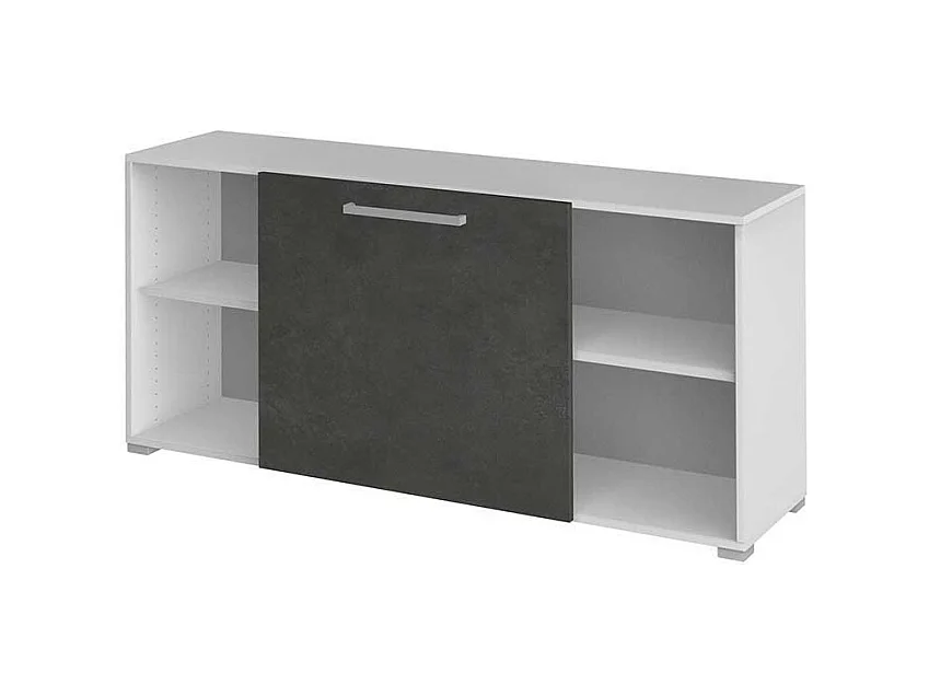 B�ro Sideboard mit Schiebet�r Wei� Grau