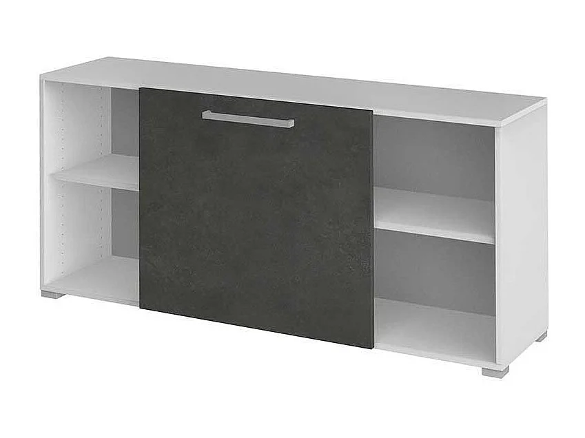 B�ro Sideboard mit Schiebet�r Wei� Grau
