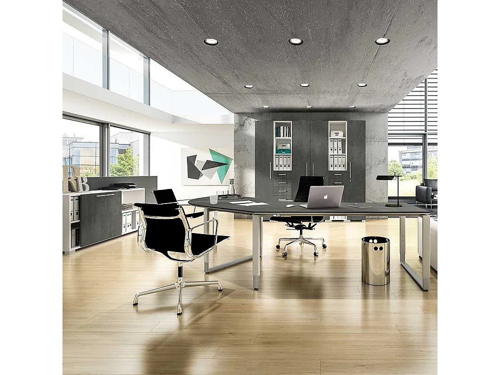 B�ro Sideboard mit Schiebet�r Wei� Grau