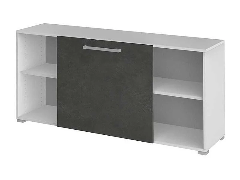 B�ro Sideboard mit Schiebet�r Wei� Grau