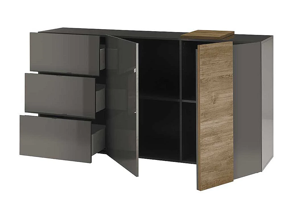 Wohnzimmerkommode 181 cm breit drei Schubladen zwei Türen