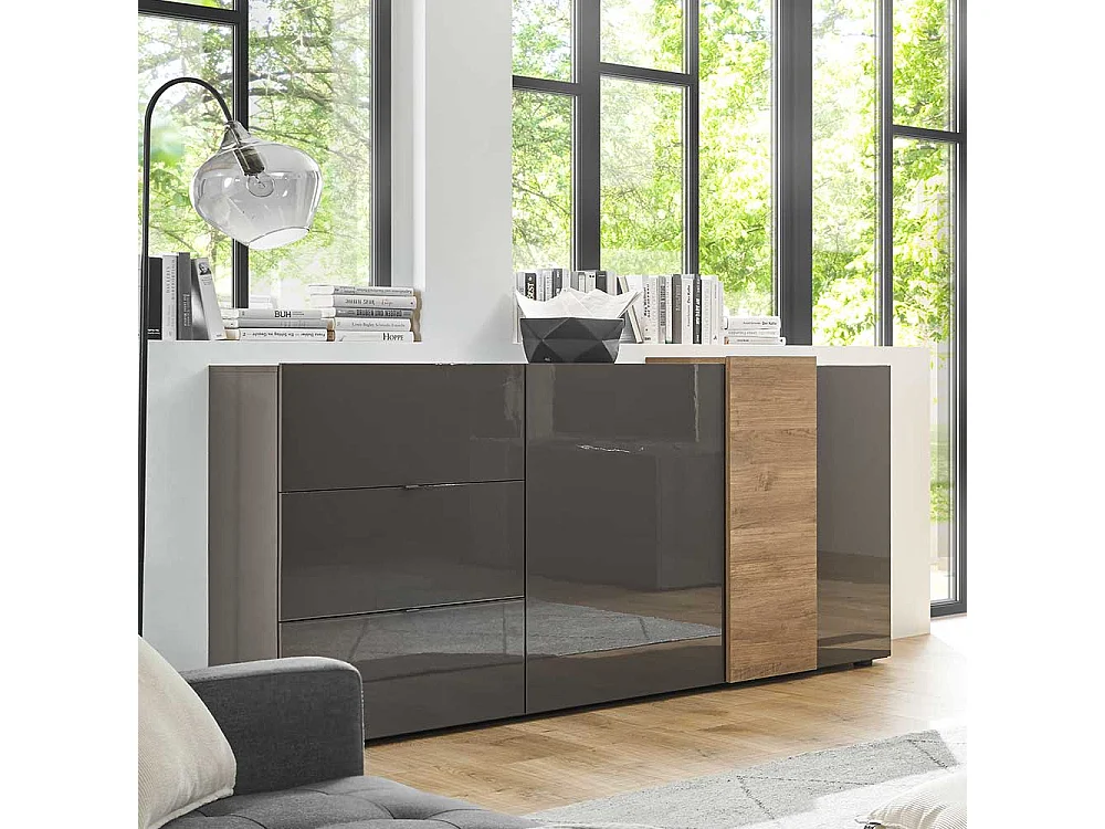 Wohnzimmerkommode 181 cm breit drei Schubladen zwei Türen