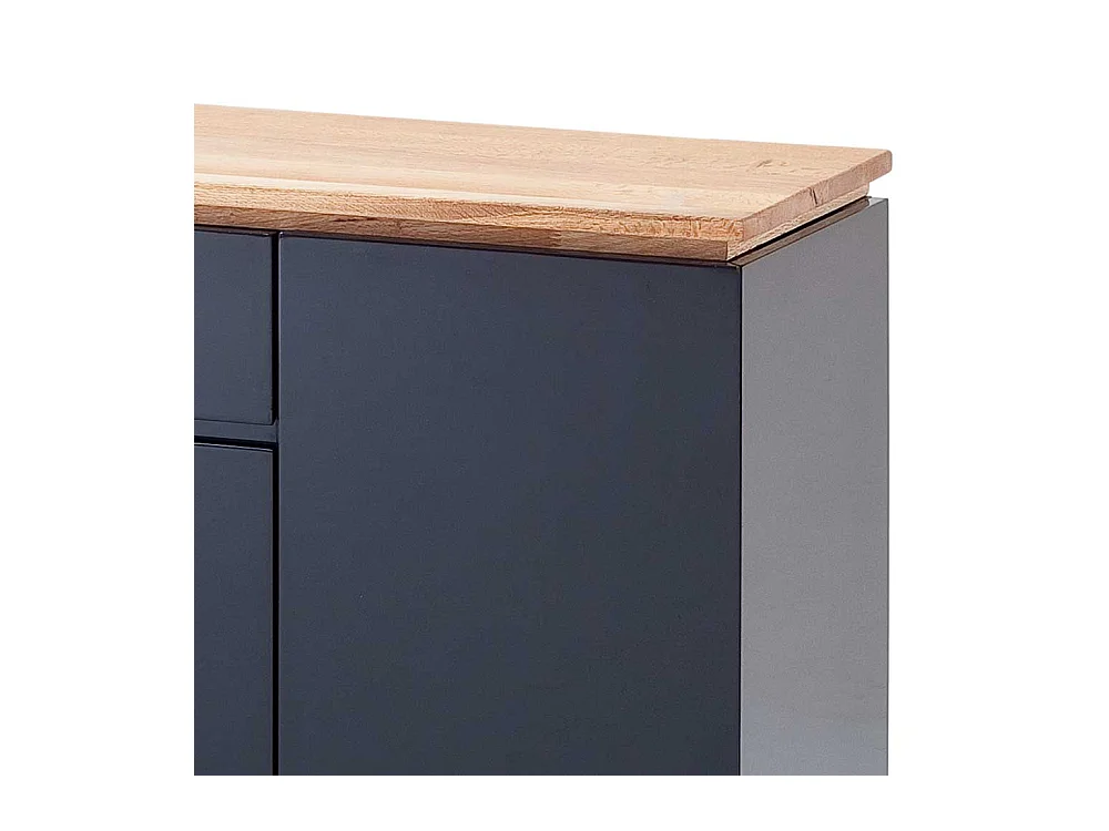Design Sideboard in Schwarz Hochglanz Asteiche Massivholz