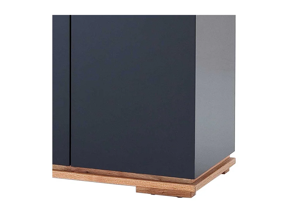 Design Sideboard in Schwarz Hochglanz Asteiche Massivholz
