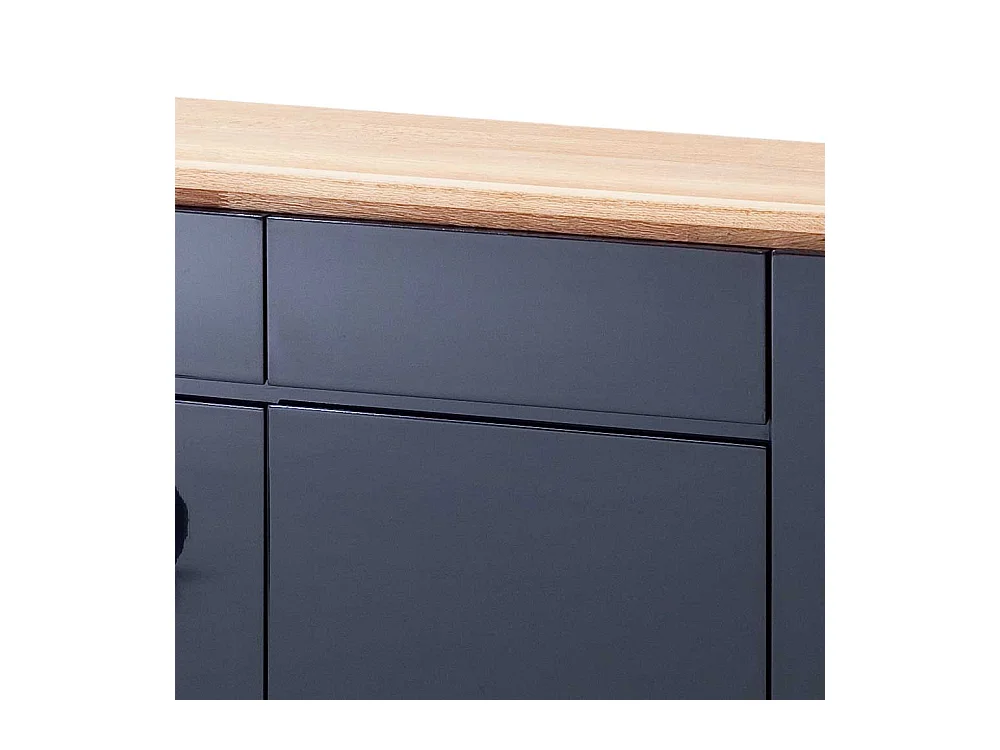 Design Sideboard in Schwarz Hochglanz Asteiche Massivholz