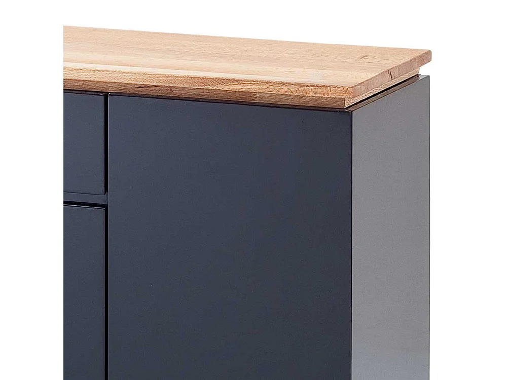 Design Sideboard in Schwarz Hochglanz Asteiche Massivholz