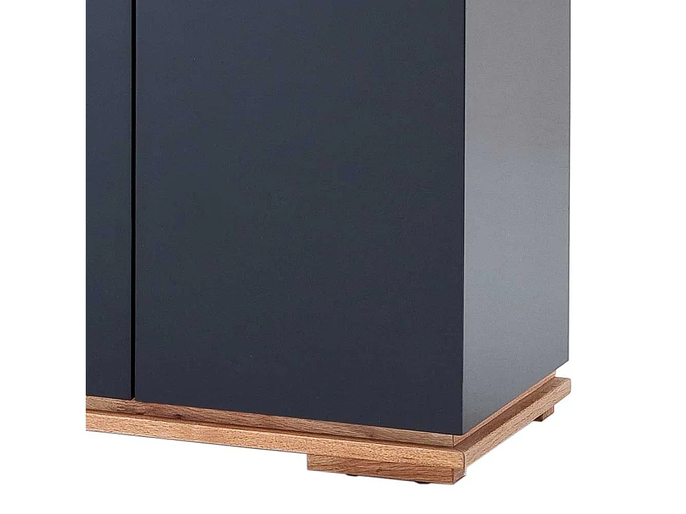 Design Sideboard in Schwarz Hochglanz Asteiche Massivholz