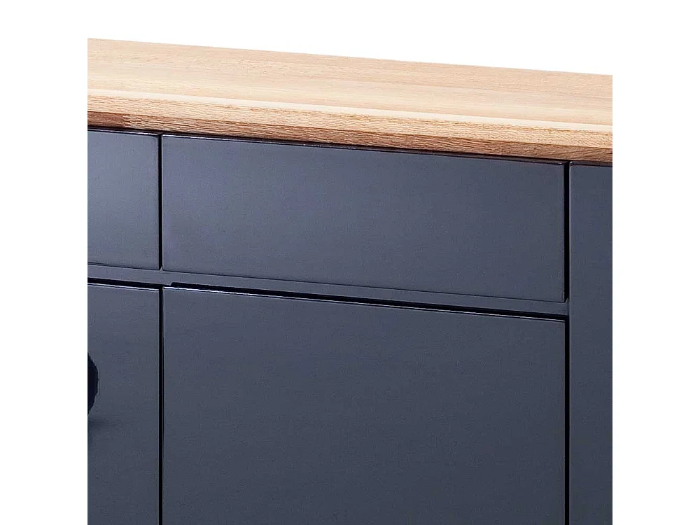 Design Sideboard in Schwarz Hochglanz Asteiche Massivholz