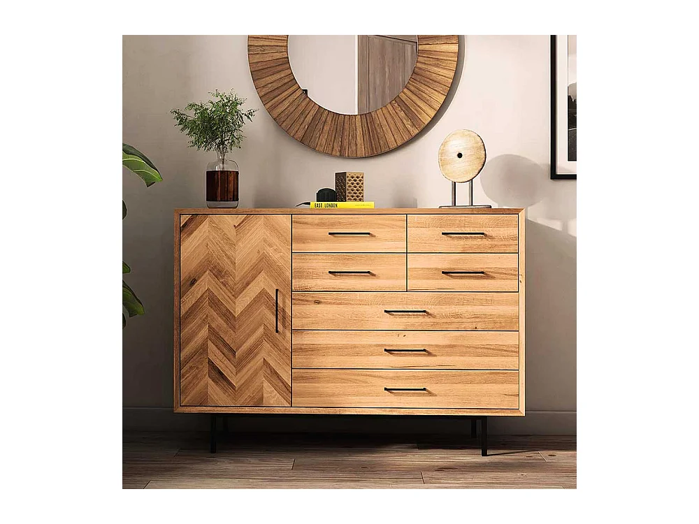 Sideboard aus Wildeiche Massivholz Vierfußgestell aus Metall